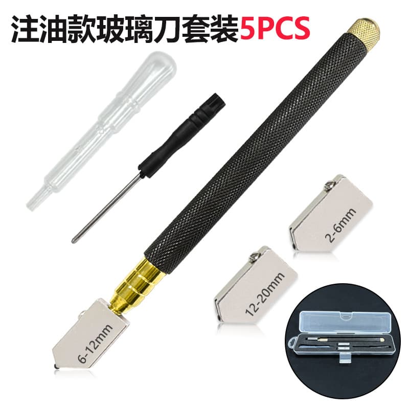 Manufacturer wholesale glass cutter set oil-injected glass cutter hand-held black handle mirror cutting knife tile scoring head