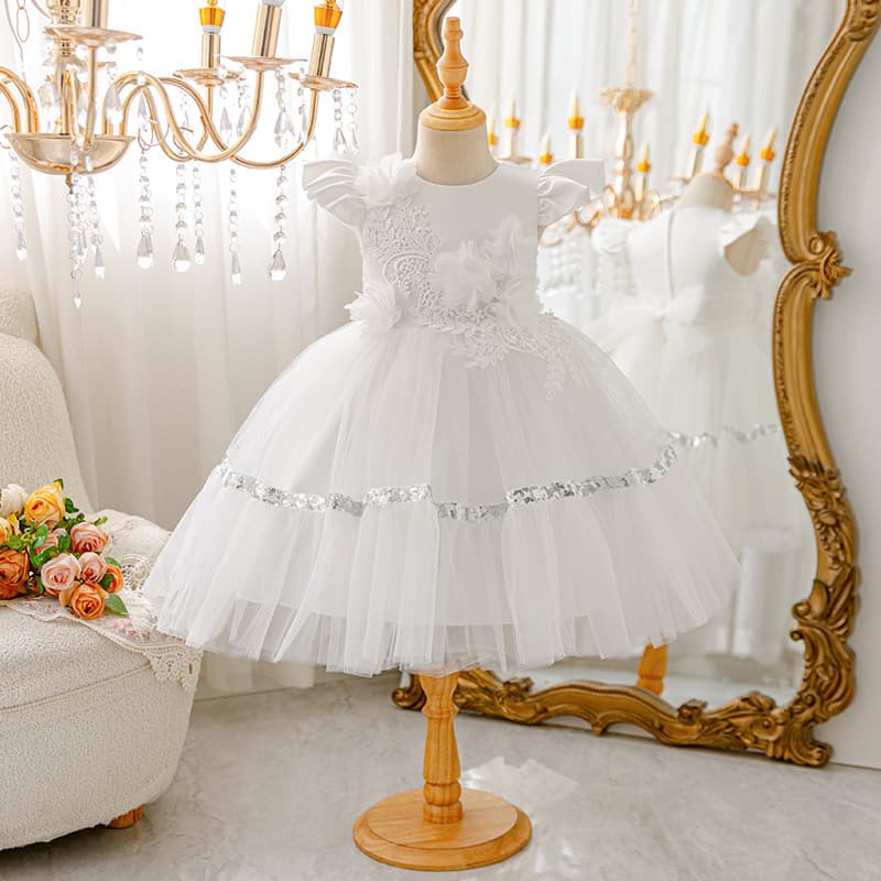High-end Girls' Tulle Sequin Princess Dress for Birthday, Dance Performance, Piano Recital - Export Cross-Border Style