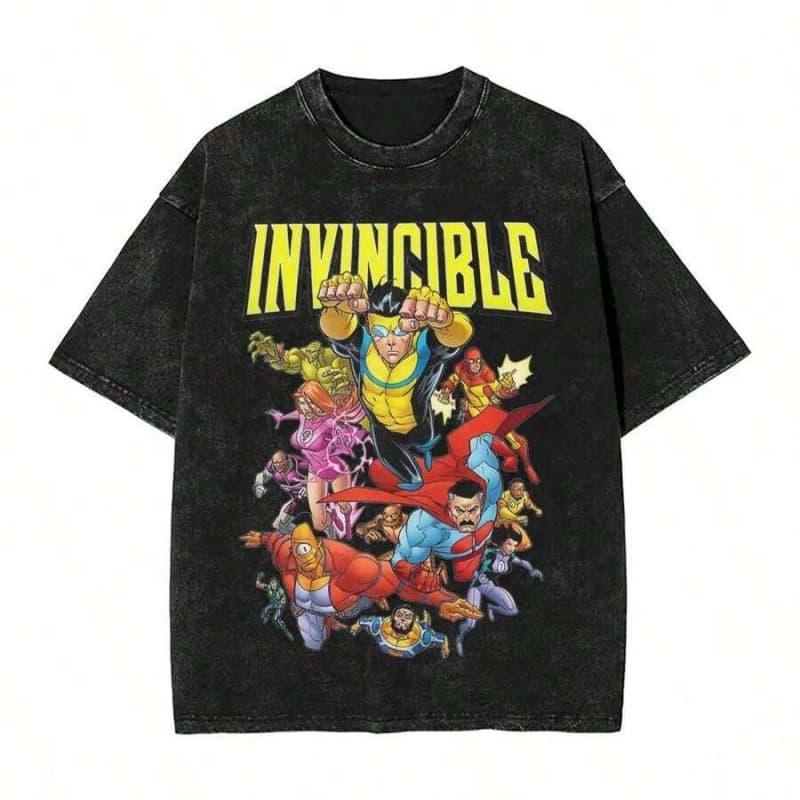 230G European size pure cotton Washed T Shirt Invincible Omni Man Hip Hop Fashi