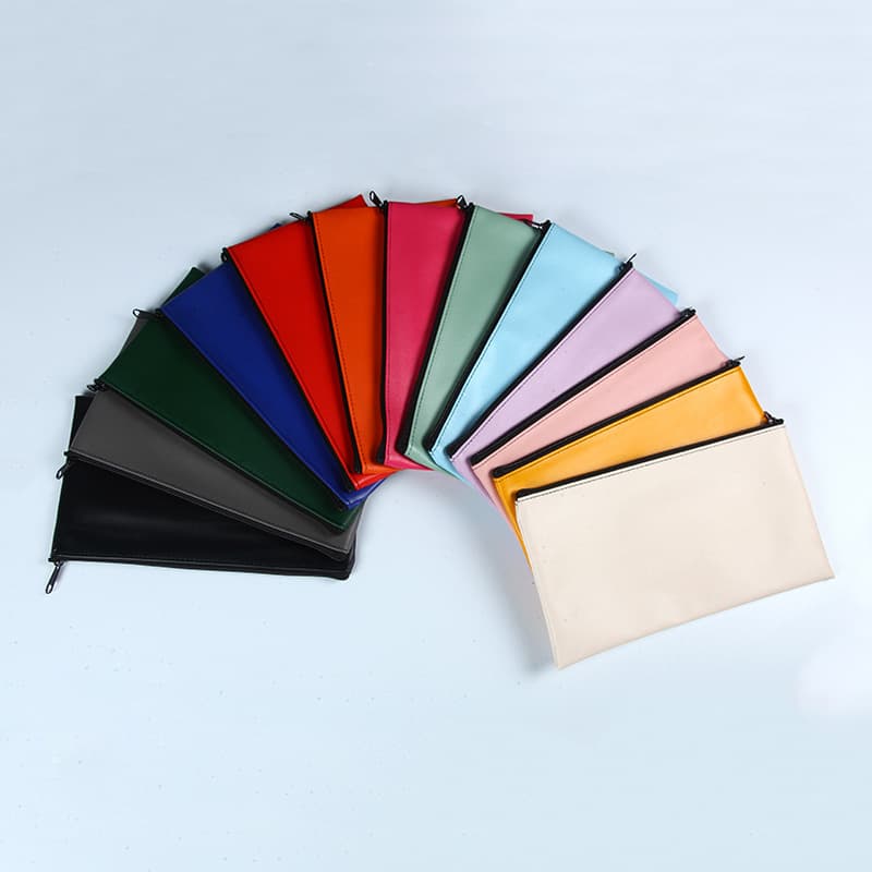 Multi-Color PU Document Bag with Business Card Pocket, PU Leather Invoice Organizer, Waterproof Coin Purse, Office File Pouch