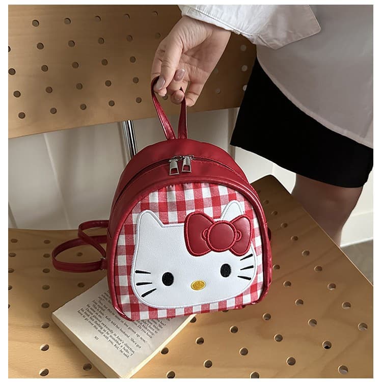 Mini Hello Kitty Backpack, Fashionable Niche Korean Style, Cute Cartoon Denim Trendy Casual Daypack for Girls