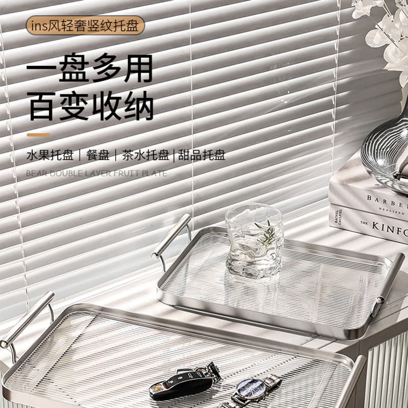 Creative European-style Acrylic Tray with Handle, Light Luxury Storage Tray, Home Desktop Organizer, Tea Cup Tray