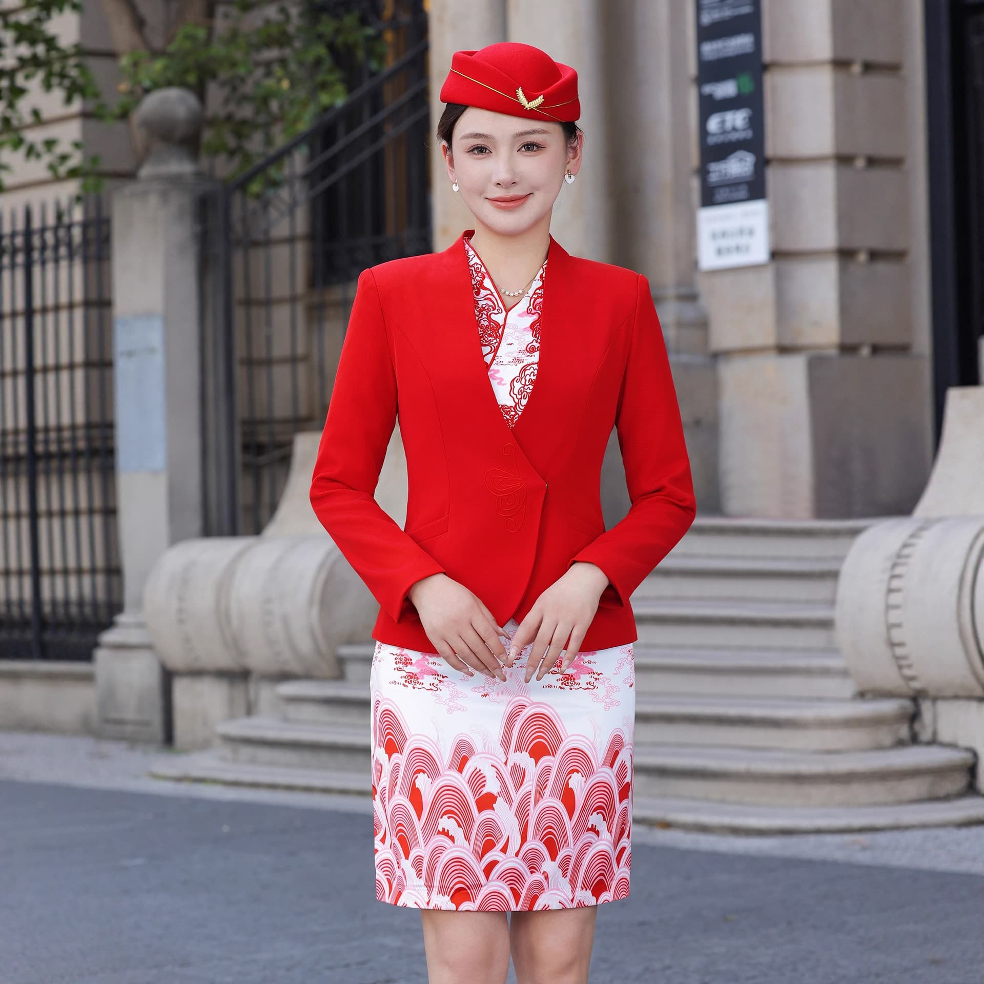 Hainan Airlines Flight Attendant Uniform Professional Dress Women's Autumn Cabin Crew Greeting Etiquette Reception Cheongsam Front Desk Workwear