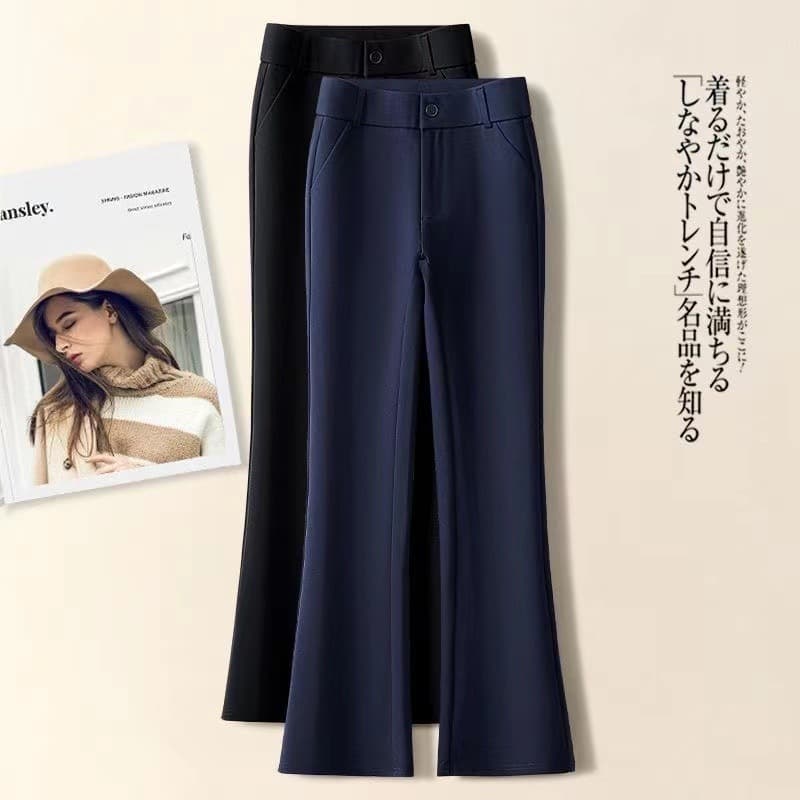 Black Flared Pants for Women Spring/Autumn 2025 New Casual Trousers with Draped Texture, High-Waist, Slimming, Flared Leg