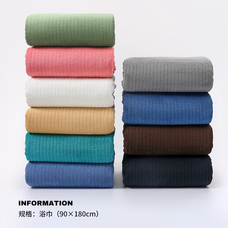 Coral Fleece Bath Towel Adult Vacuum Compressed Absorbent Hair Drying Towel Non-Shedding Bath Wrap Beach Towel Striped Bath Towel