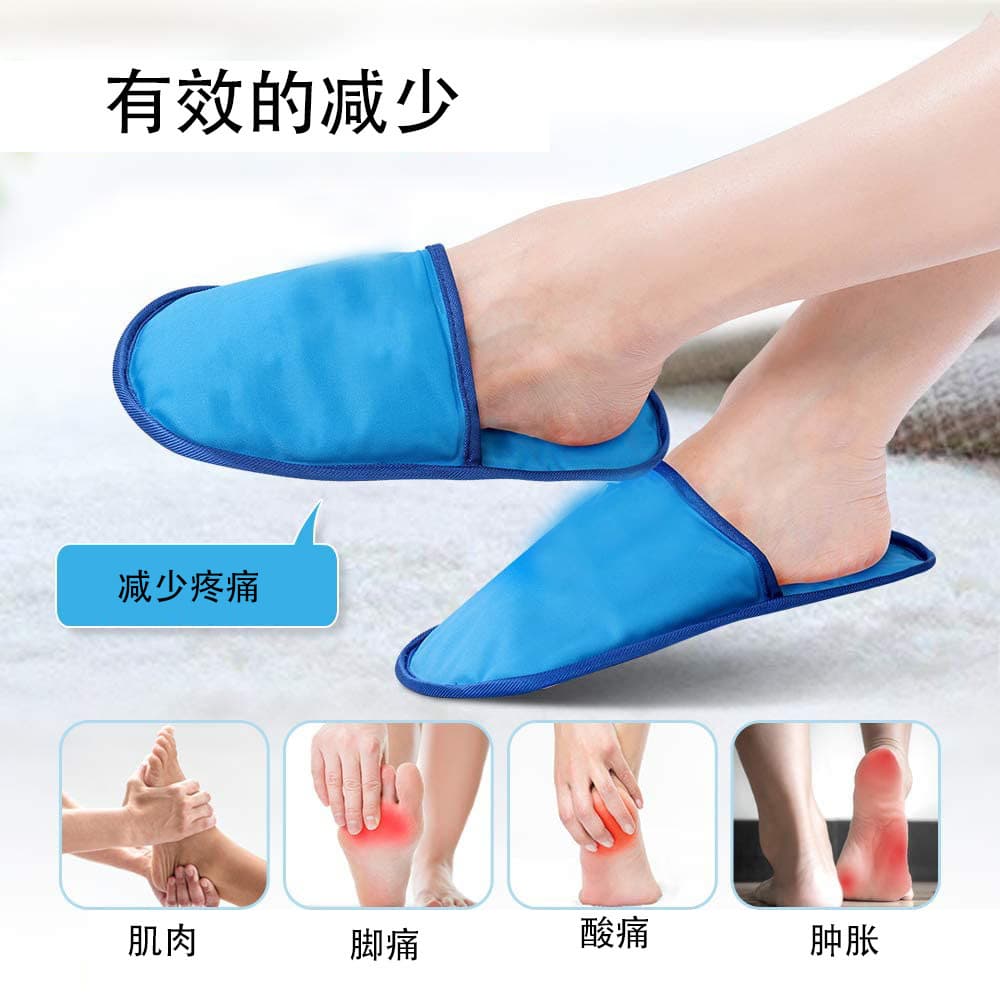 Gel slippers with foot cooling packs reduce foot swelling, heat, and soreness; easy to put on and take off; can be used for hot and cold compresses; export-ready ice slippers.