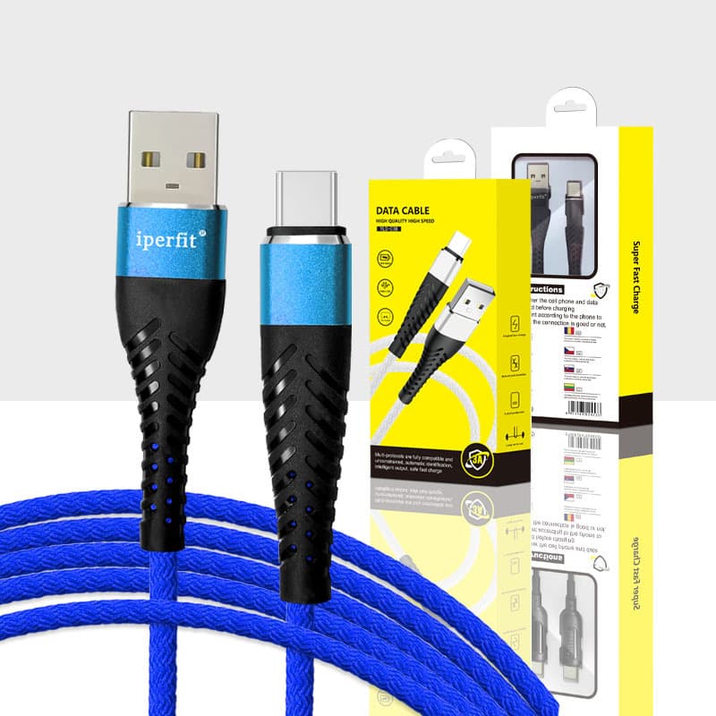 3A Braided Charging Cable Nylon Braided Phone Fast Type-C Micro 8-Pin Data Cable
