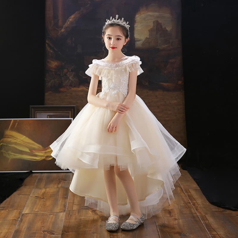 Children's dress princess dress spring flower girl wedding dress piano performance foreign style girl tutu skirt little girl dress