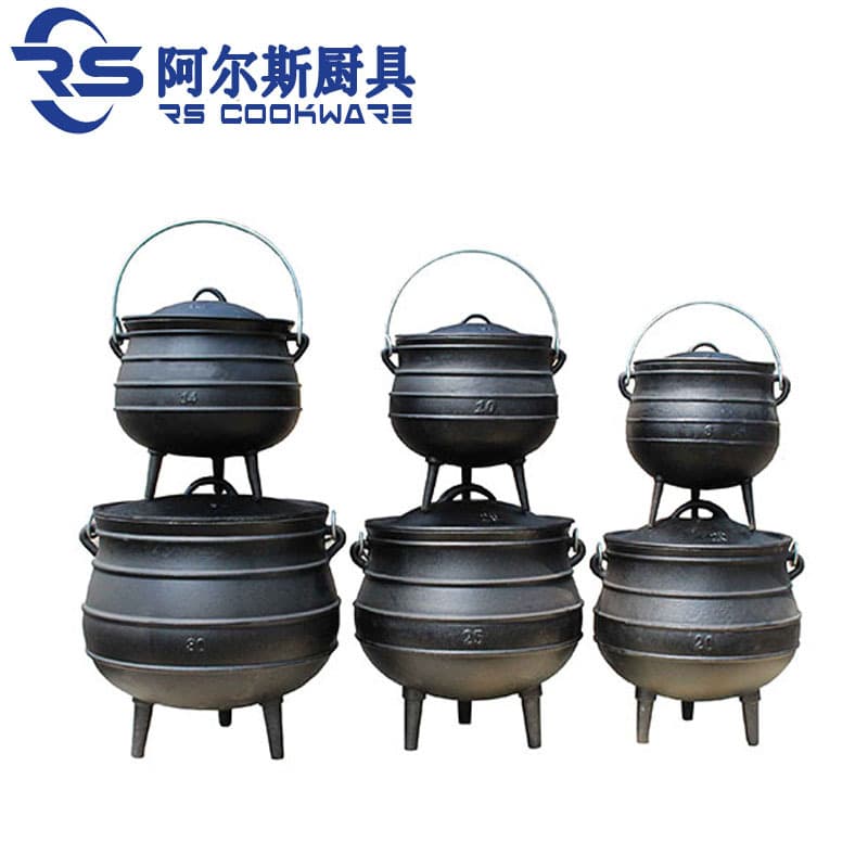 Cast Iron South African Pot, Camping Dutch Oven, Outdoor Tripod Stew Pot, Three-Legged Cooking Pot