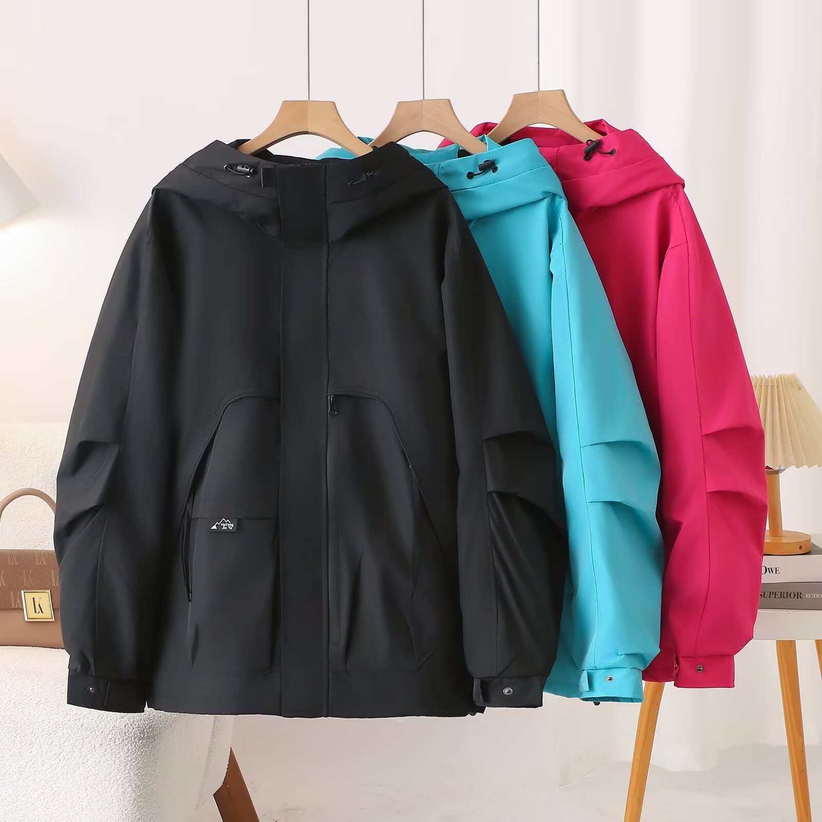 2025 Autumn Plus Size Hooded Windbreaker for Women, Jacket Windproof Top, Slimming Cardigan for Curvy Girls, Outerwear 0635