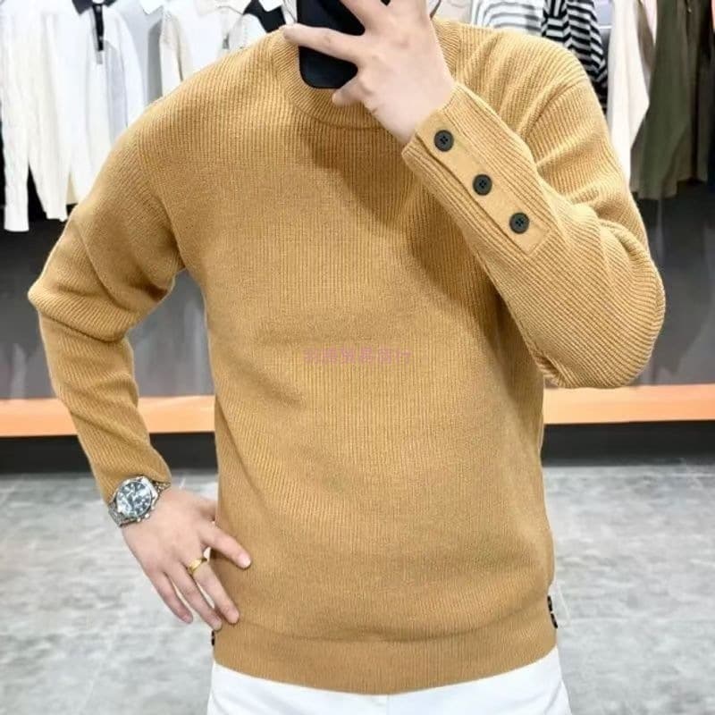 Autumn/Winter New Arrival Cotton Wool Men's Fashion Trendy Casual Knitwear, Versatile Warm Round Neck Thickened Sweater