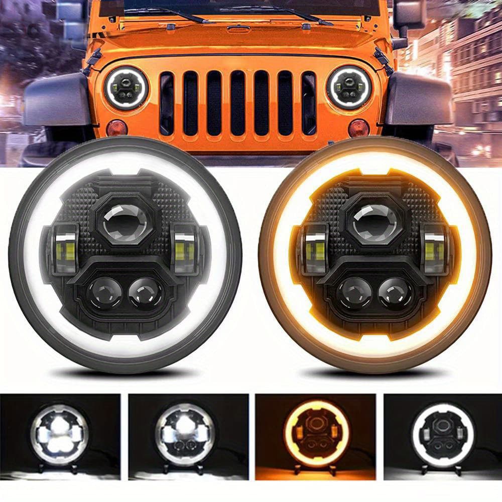 7-inch Jeep Wrangler Headlight Daytime Running Light LED Car Modification Light Harley Motorcycle Light Off-Road Vehicle Spotlight Headlight
