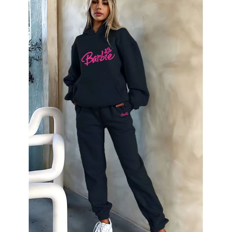 Fashionable Sweatpants Outfit Set: Spring/Autumn New Hooded Letter Print Sweatshirt Women's Two-Piece Set