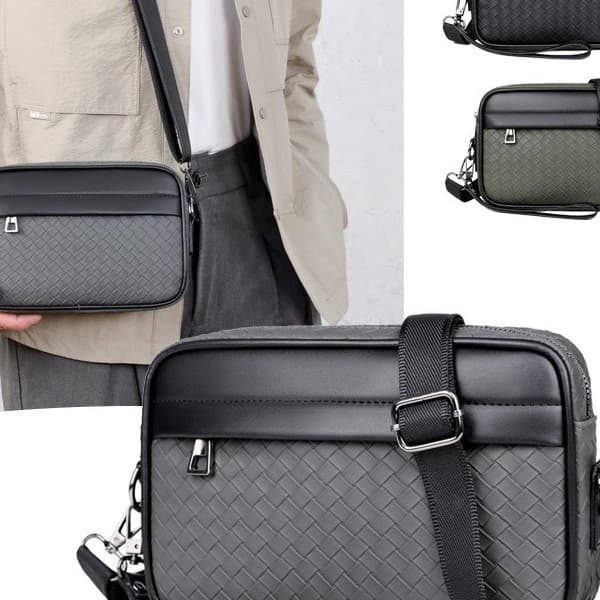 Men's Crossbody Bag New Trendy Versatile Commuter Bag Checkered Casual Bag Men's Crossbody Bag Cross-Border Wholesale