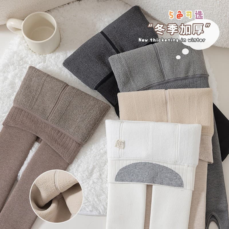 Winter New Children's Leggings Wholesale Baby Korean Striped Footed Pants Fleece-Lined Padded One-Piece Pants