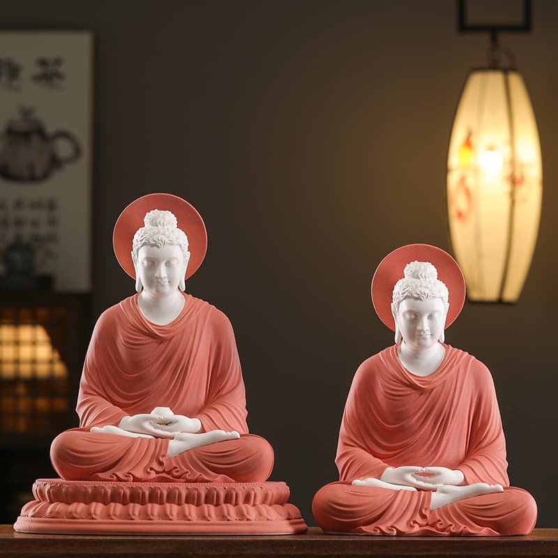 Ceramic Buddha Light Tathagata Buddha Figurine Three Treasures Shakyamuni Buddha Statue for Worship Medicine Buddha Office Decoration
