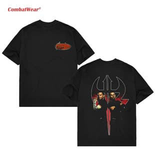 European Size Cross-Border Pure Cotton Trendy Wrestling Print Men's T-Shirt Summer Round Neck Short Sleeve for Sports Enthusiasts