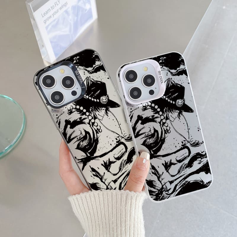 One Piece iPhone Case 15 Pro Silver Color 14 Pro Max Anime 13 Anti-Drop iP12 Zoro 11 Luffy XS Men's