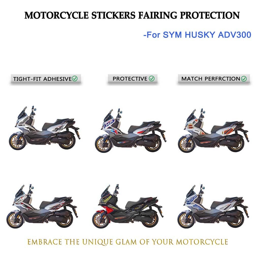 Waterproof PVC SYM HUSKY 300 ADV Body Decal Sticker Protection Paint Print Dog Pulling Carriage Protection Sticker