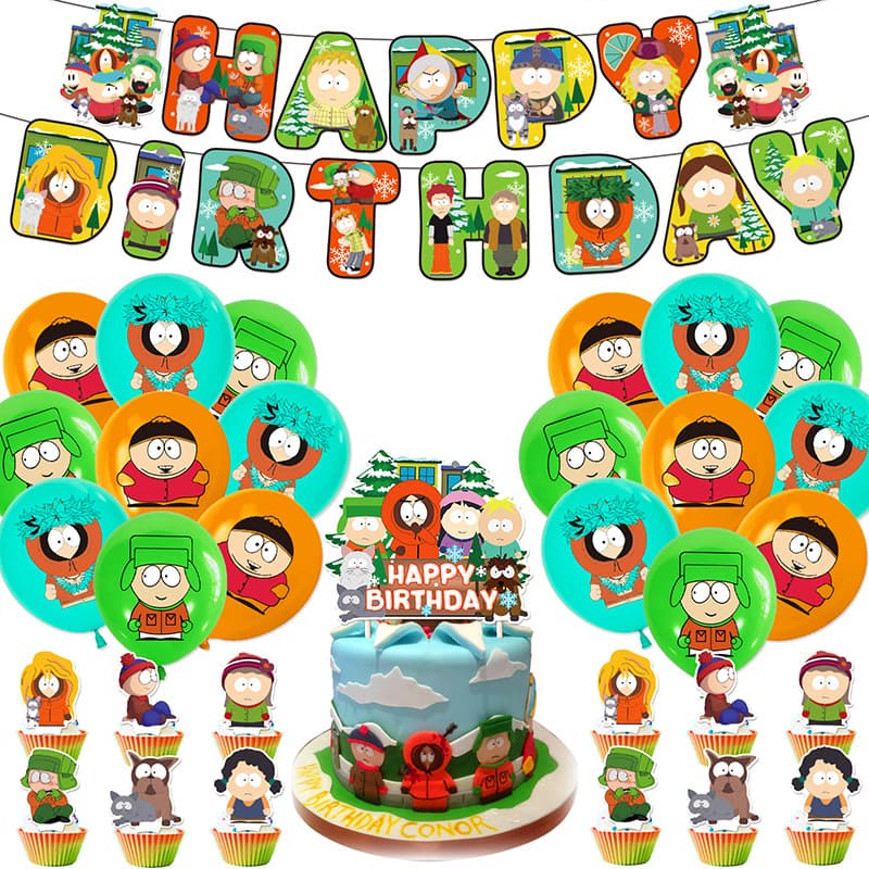 South Park Themed Birthday Party Decorations, South Park Birthday Banner, Cake Toppers, Balloons Party