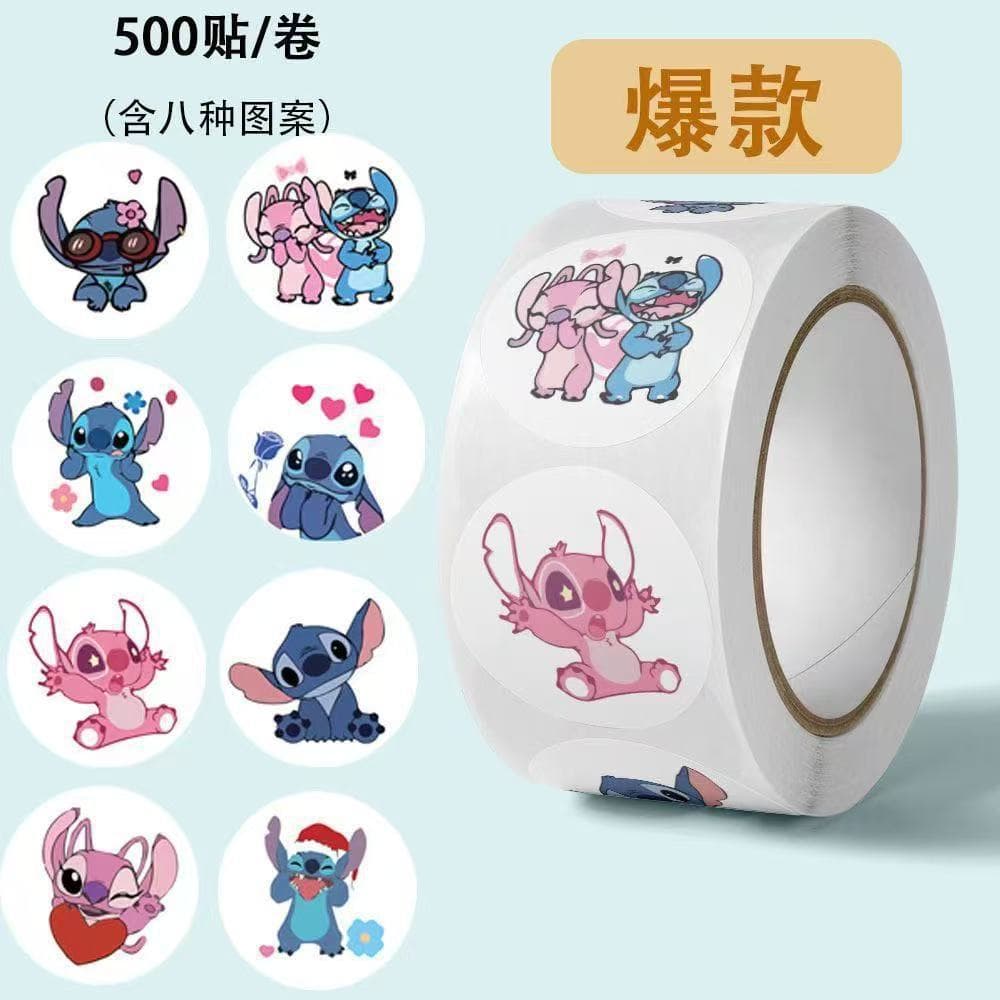 Cute Stitch Roll Stickers Lilo and Stitch Stickers Notebook Cartoon Notebook Decorative Seal Reward Stickers