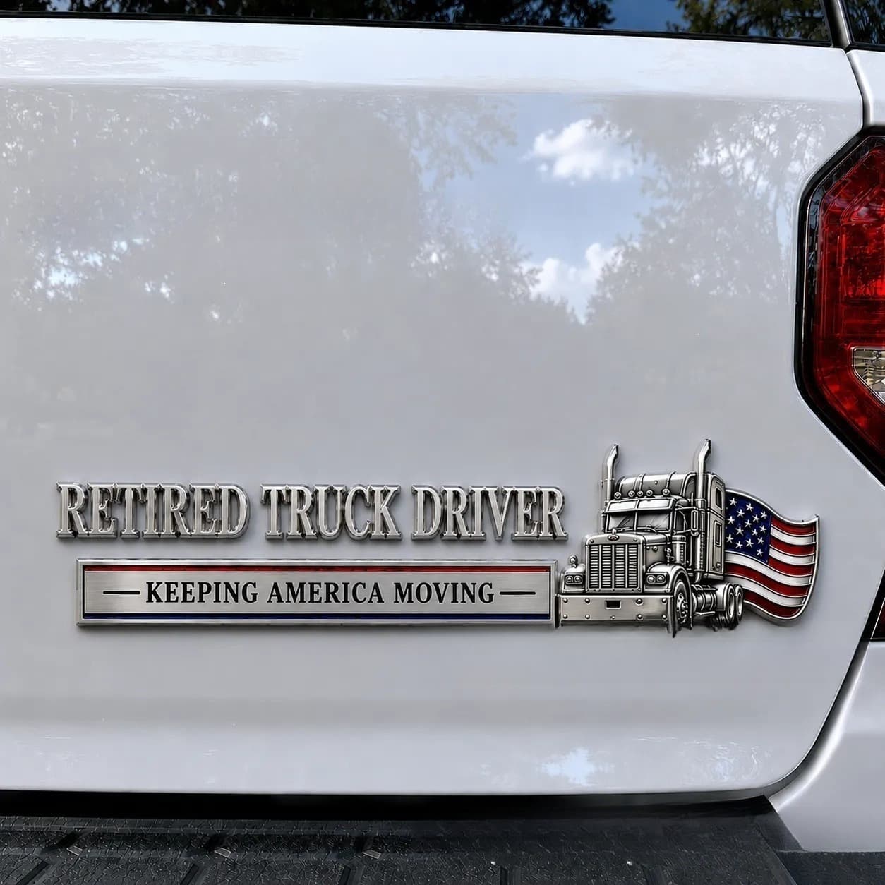 Retired Truck Driver Car Emblem Badge