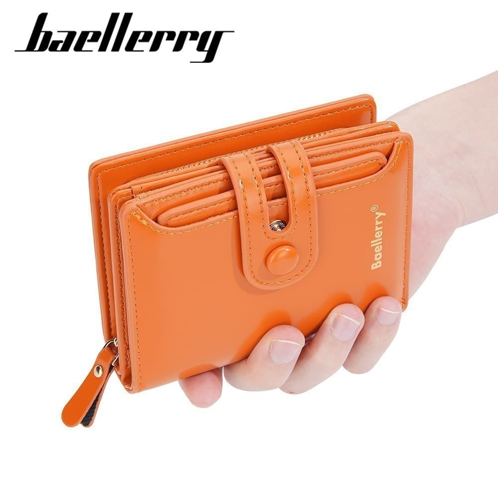 baellerry New Korean Style Cross-Border Oily Wax Leather Multi-Slot Buckle Wallet Zipper Women's Short Coin Purse