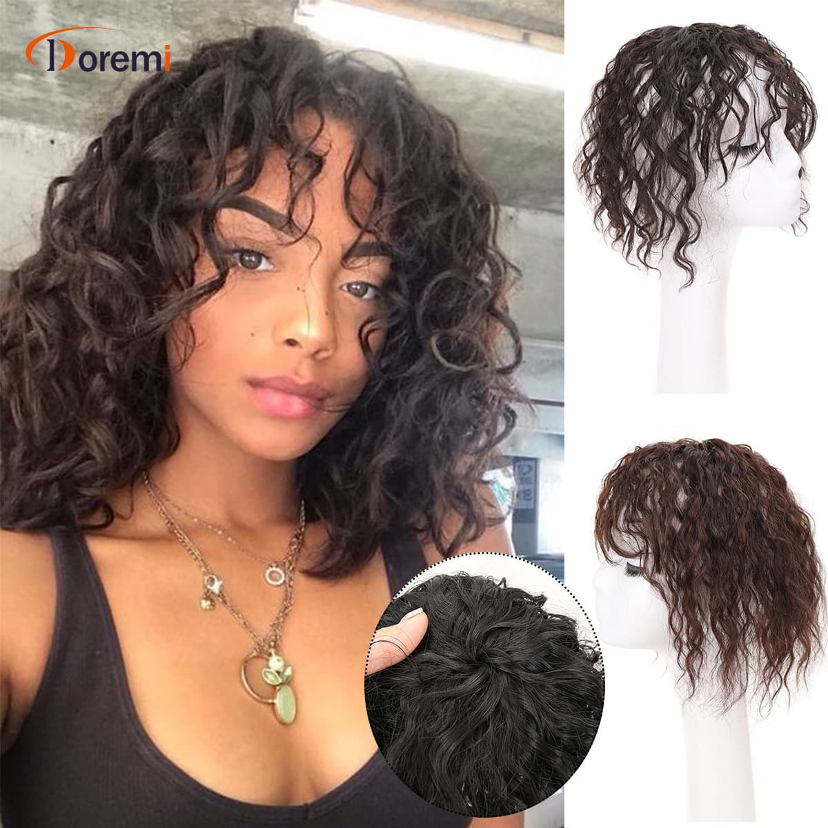 Women's Hair Topper Clip-In Hairpiece One-Piece Cornrow Short Hair Extension for Volume and Hairline Coverage
