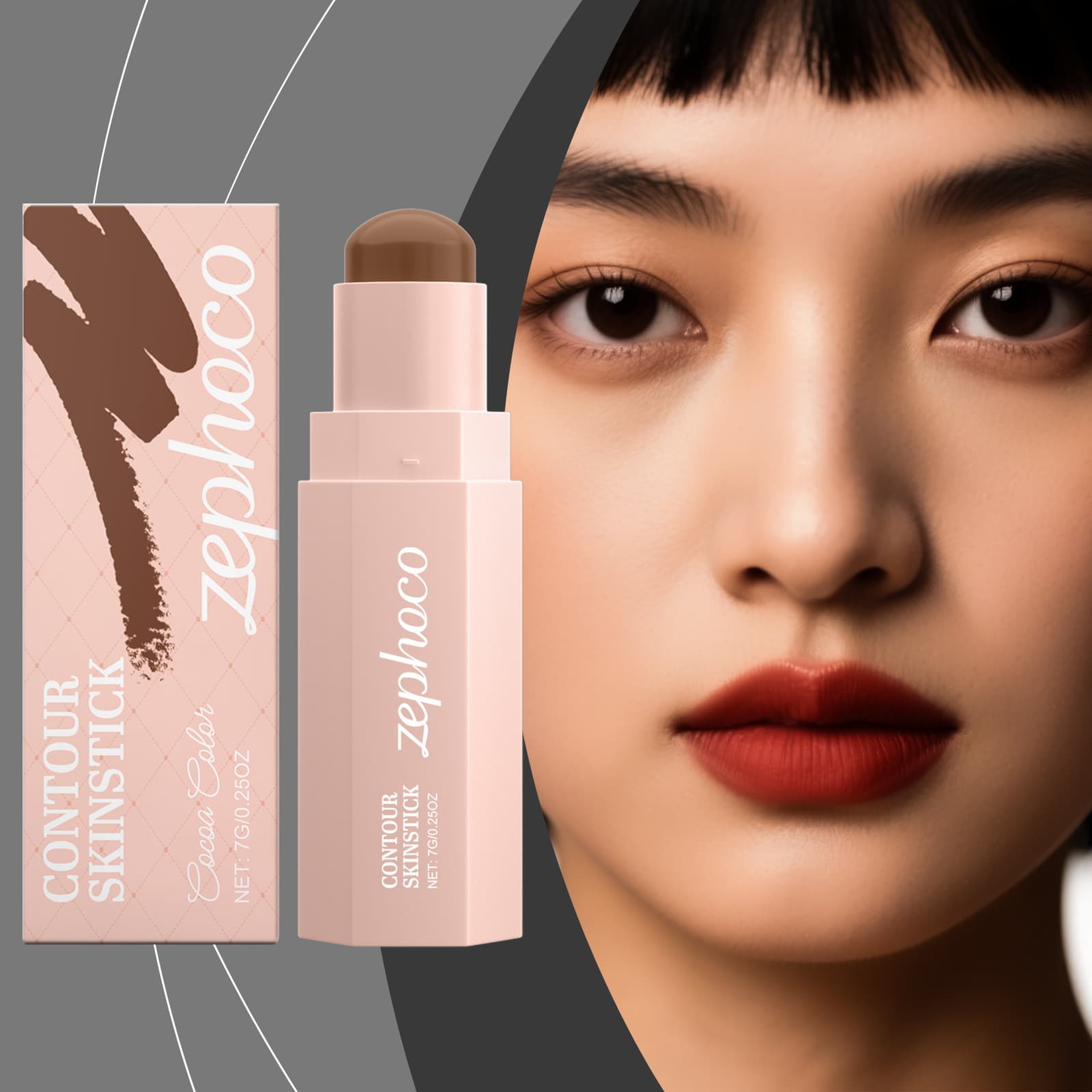 ZEPHOCO Smooth Contour Stick (Cocoa) Silky texture naturally enhances and coordinates makeup