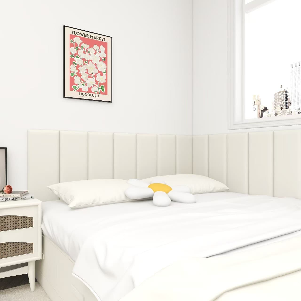 Tatami Wall Padding with Headboard Protection for Children's Rooms, Anti-Collision Backrest Cushions and Wall Stickers