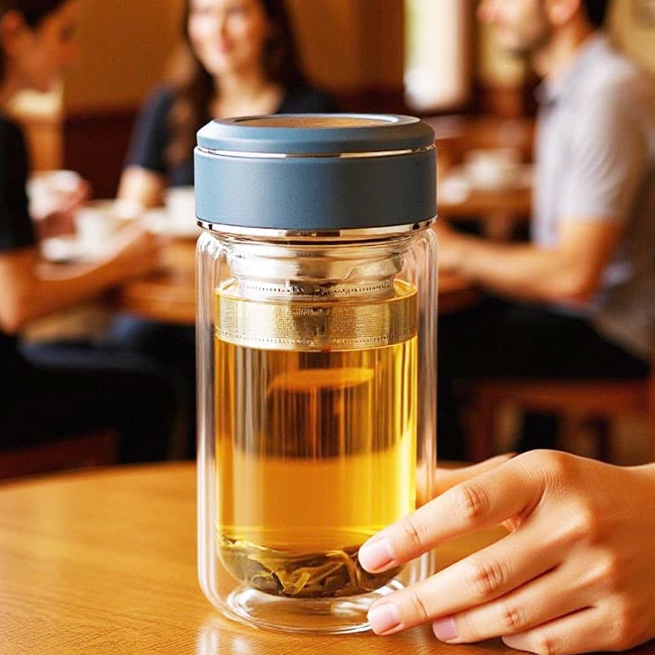 Custom Glass Cup Short Stout Men Women Sealed Double-Wall Thick Transparent Cup Home Office Water Cup Heat-Resistant Tea Brewing Cup