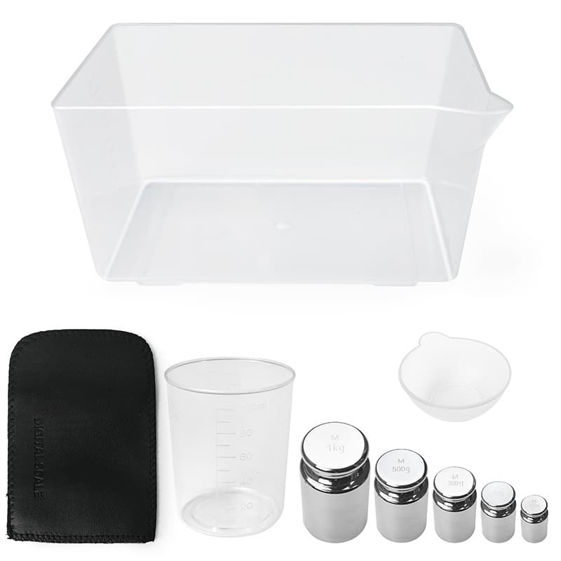 Weights, small powder trays, leather cases, tray balance accessories, electronic scales