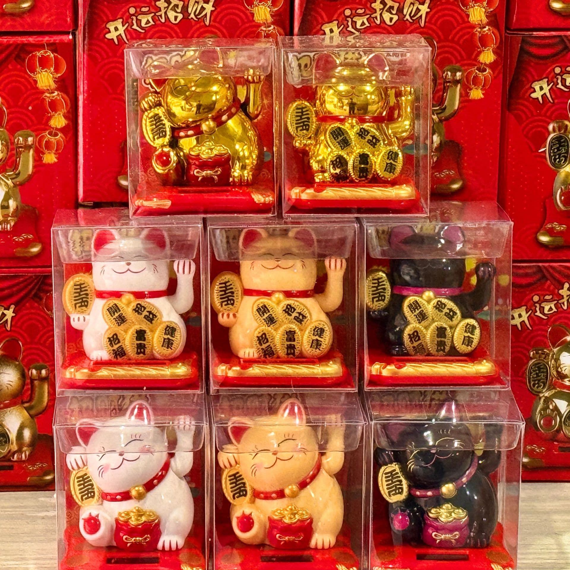 Solar Lucky Cat New Chinese Style Good Luck Waving Cat Opening Business Prosperity Car Japanese-style Desk Mini Ornament