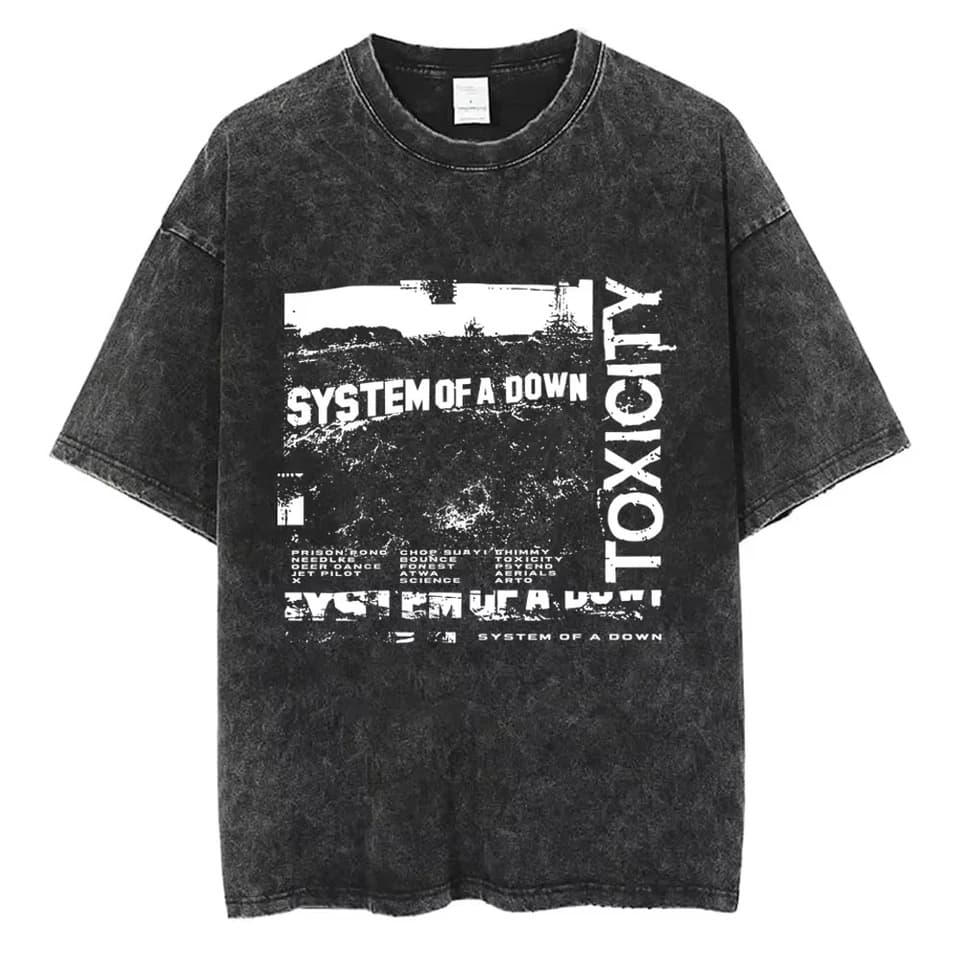 Short Sleeve Round Neck Y2K T-Shirt Men's Clothing New Top & T-Shirt Men's T-Shirt System One Down Toxicity Special