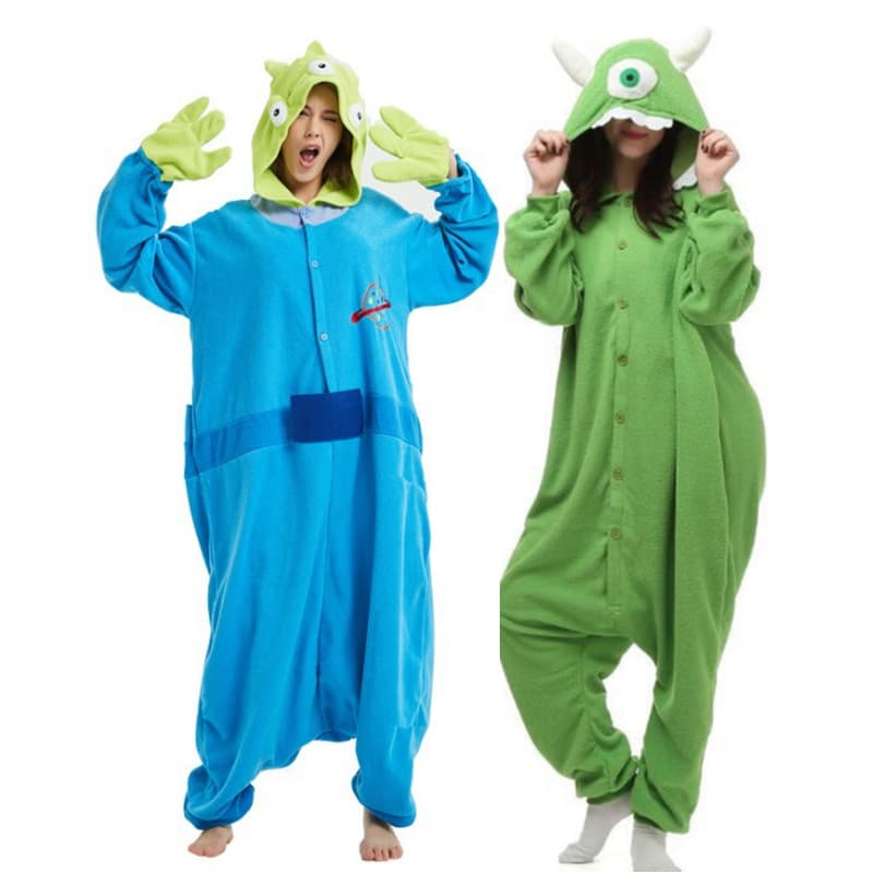 Halloween Cartoon Onesie Sleepwear Unisex Thickened Polyester Long Sleeve Long Pants Comfortable Home Wear Warm Breathable