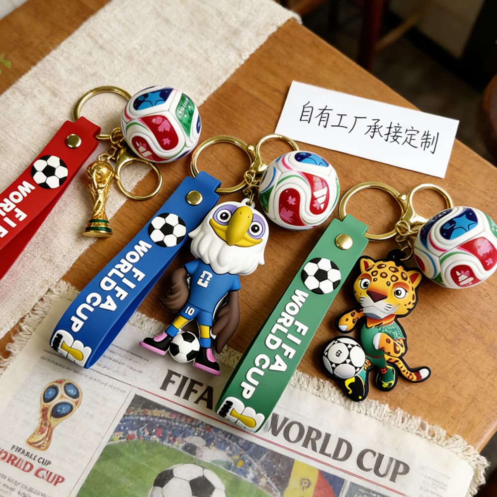 Usa, Canada, and Mexico World Cup Mascot Keychain, Trophy Pendant, Football Souvenir, Figurine Ornament, Phone Chain