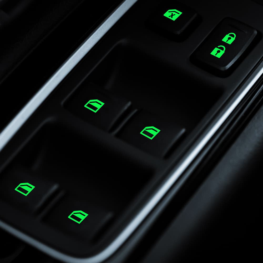 Car waterproof and wear-resistant luminous car stickers button stickers interior function buttons fluorescent stickers window lift lock