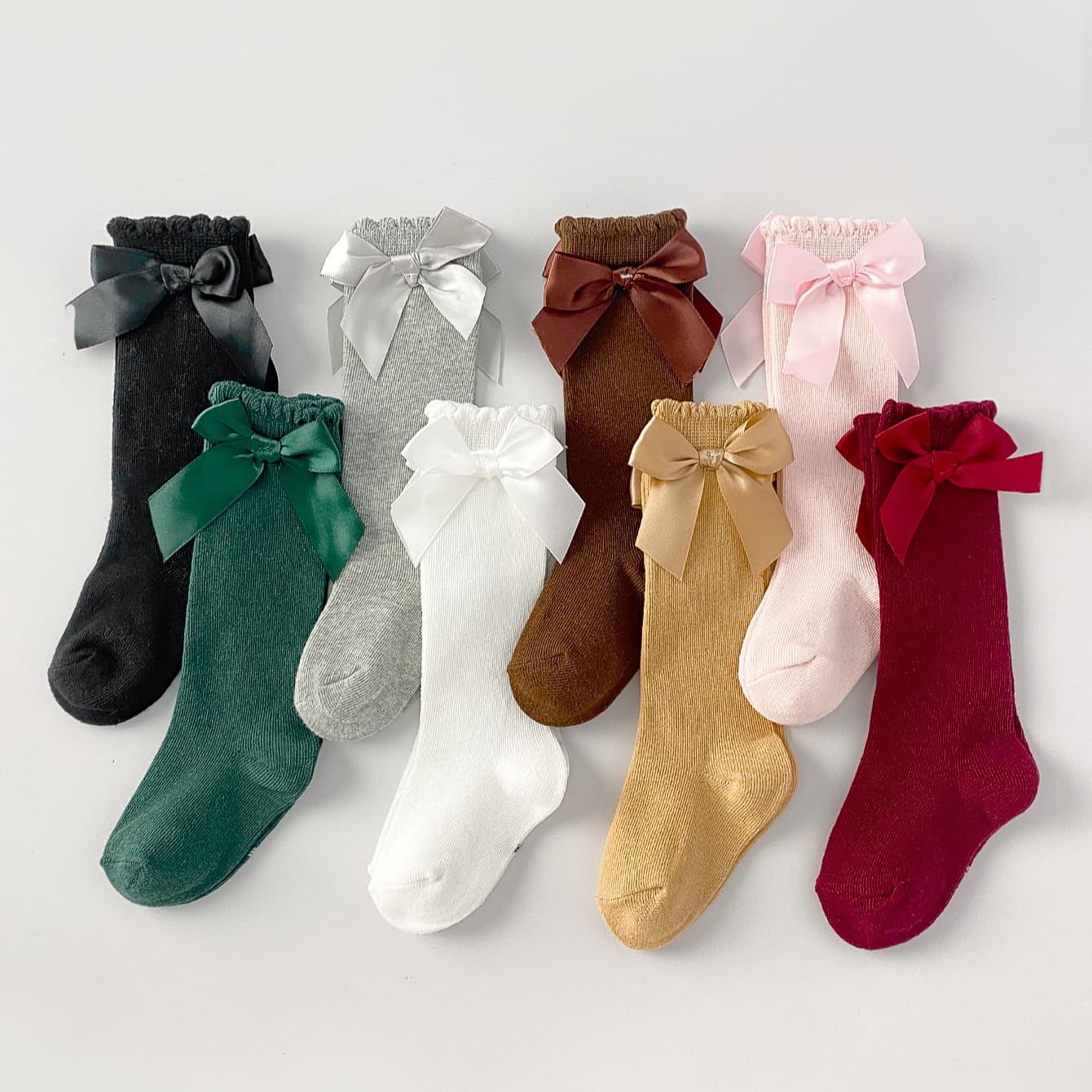 Baby Socks, Large Bow Dress Socks for Girls, Princess Student Long Tube Loose Mouth Socks, Simple Four Seasons for Baby Girls