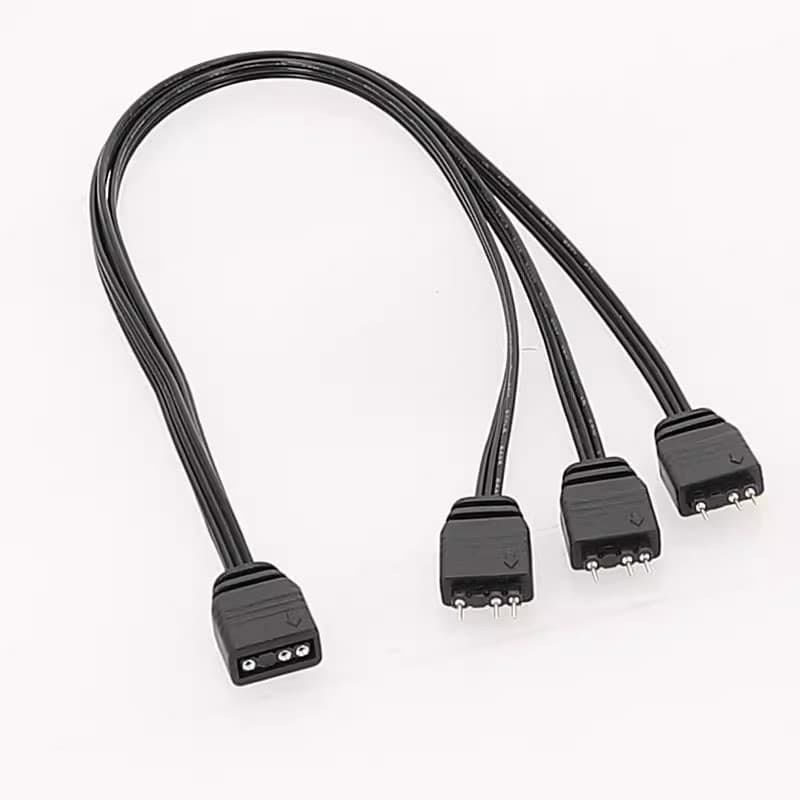 Motherboard ARGB 1-to-3 splitter cable, 5V 3Pin adapter cable, flat cable