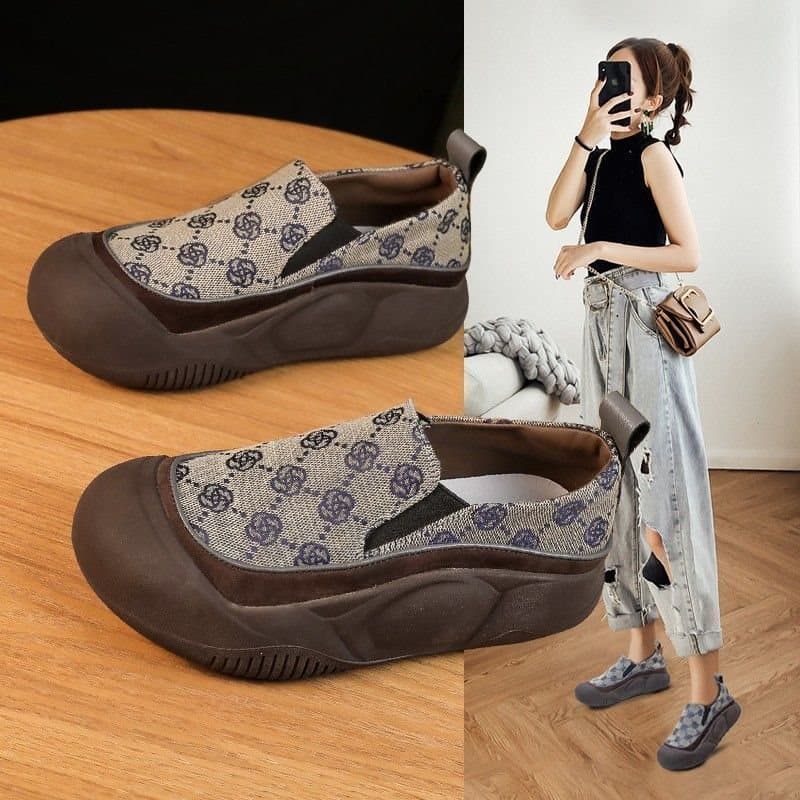 2026 Spring Summer Autumn New Versatile Slip-On Retro Casual Non-Slip Chunky Dad Sneakers for Women