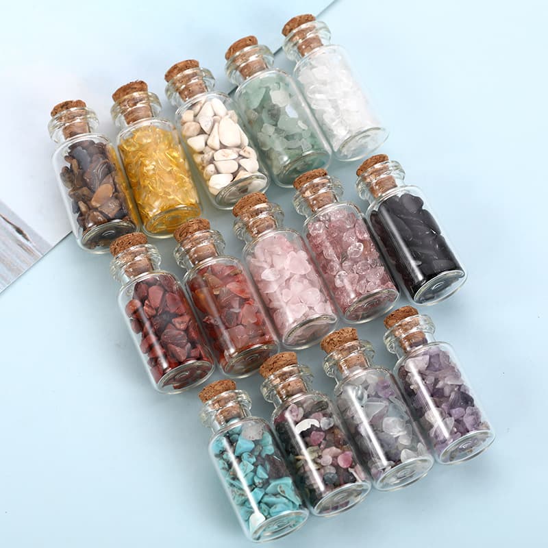 Cross-border Natural Crystal Drift Bottle Colorful Gravel Wishing Bottle Agate Fragrance Bottle Mini Perfume Bottle Foreign Trade Wholesale