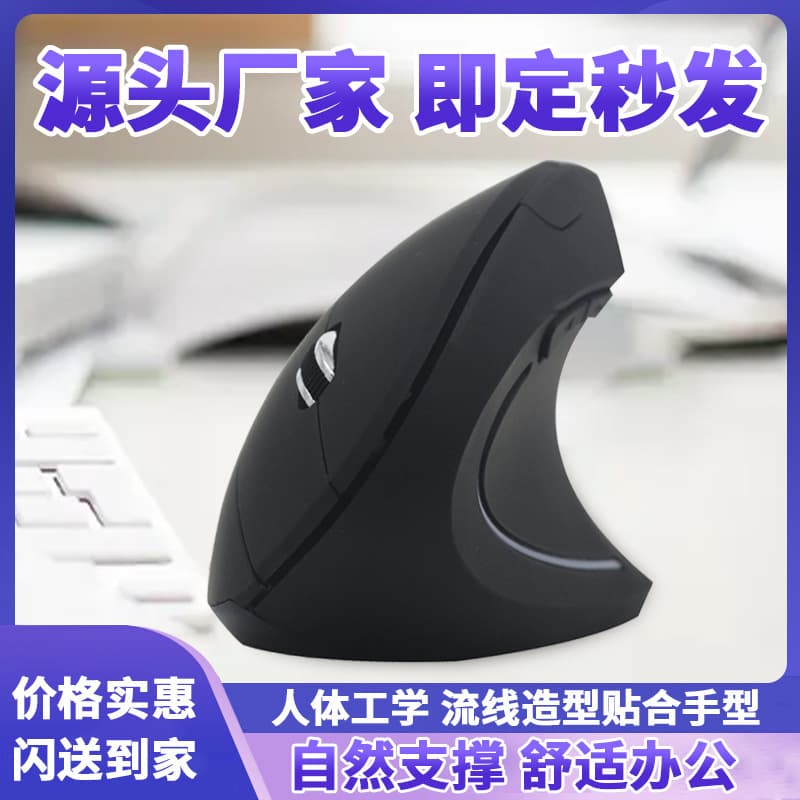 Cross-border Rechargeable Vertical Optical Mouse Ergonomic Upright Large Handheld Glowing Wireless Mouse