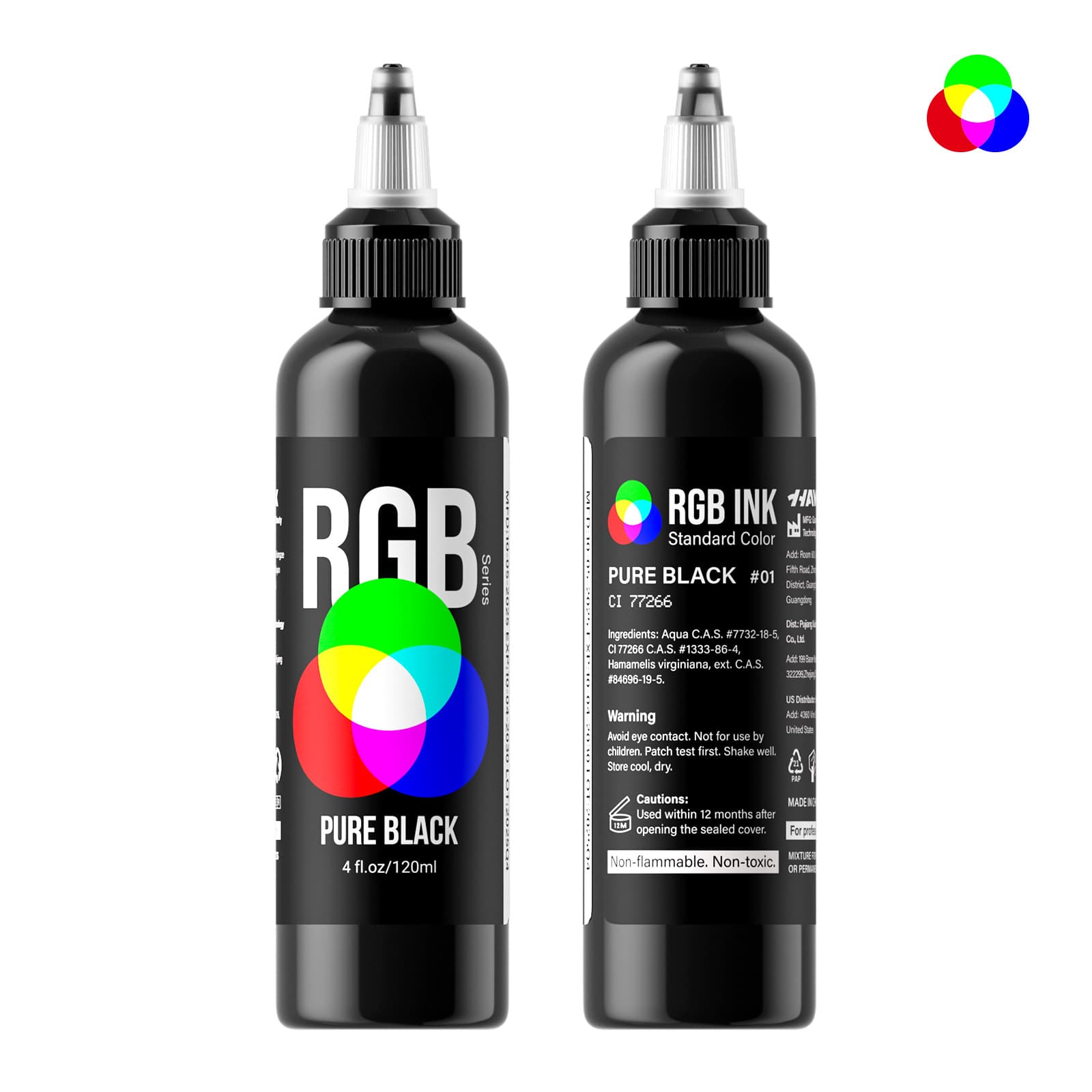 Xiulong Premium Tattoo Pigment REACH EU Certified Tattoo Ink 120ml Pure Black Cyan Custom