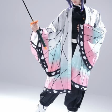 Demon Slayer Cosplay Full Set Butterfly Shinobu Cosplay Demon Slayer Corps Pillar Dark Pattern Jacket Cosplay Costume Women