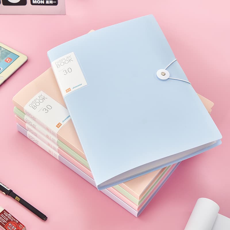 A4 storage book Morandi waterproof transparent interstitial folder large capacity student office file information book