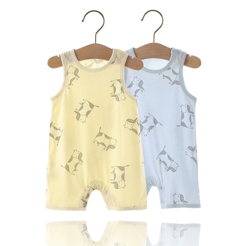 Clothing Category A, Seamless Pure Cotton Sleeveless Newborn Baby Romper, Unisex Vest-Style Bodysuit, Summer Outfit