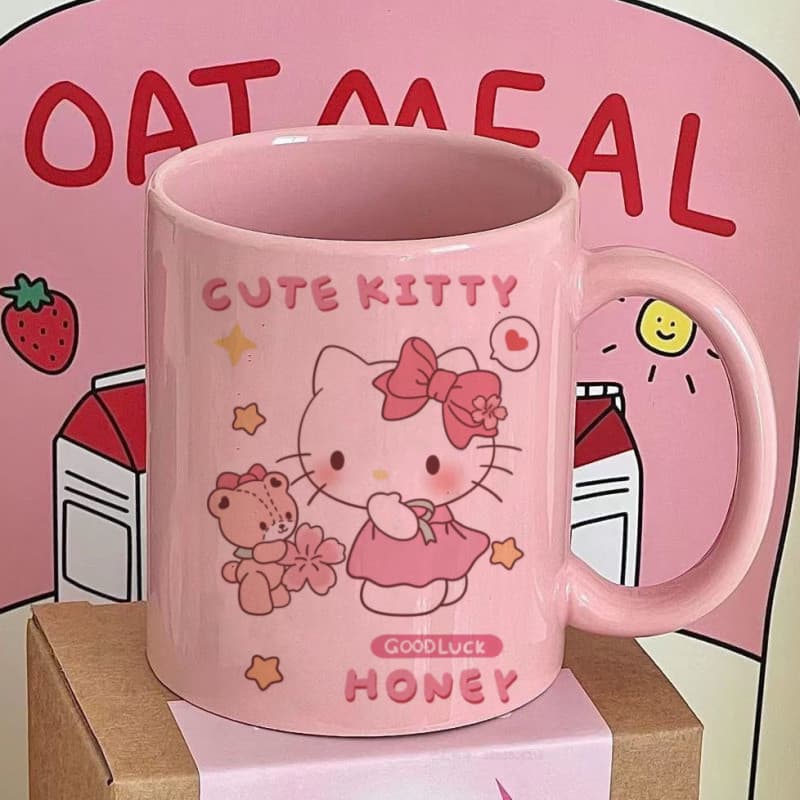 INS Hello Kitty Cute Mug Birthday Cartoon Kitty Cup Style High Aesthetic Home Water Cup Internet Famous