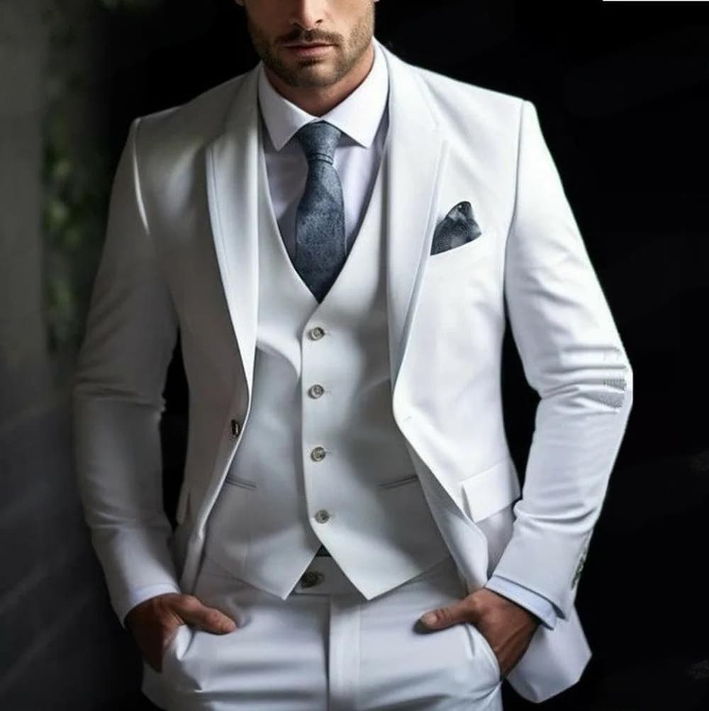Cross-border Trade Handsome Men's Three-Piece Suit Solid Color High-End Temperament Banquet Business Slim Fit Blazer