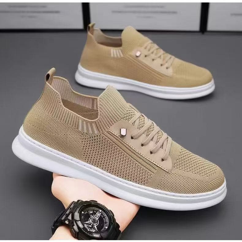 Summer men's shoes, breathable and deodorant mesh casual sports lazy trendy shoes, one-legged soft-soled black mesh shoes, flat shoes