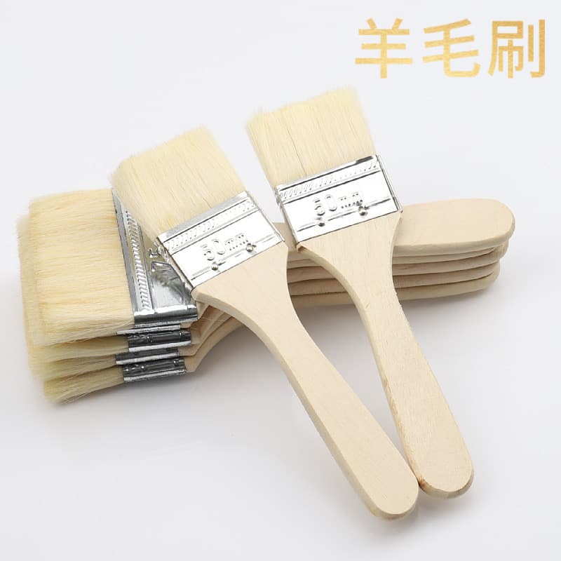 Manufacturer wholesale long handle wool brush wooden handle soft bristle paint brush thin handle water-based paint brush multi-purpose cleaning brush